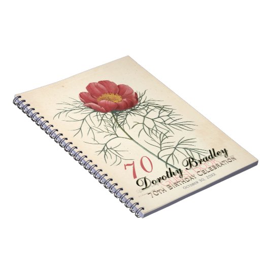 第70誕生会の植物のシャクヤクの来客名簿 ノートブック (右側)