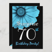 第70誕生会の青デイジーN220を驚かして下さい 招待状 (正面/裏面)