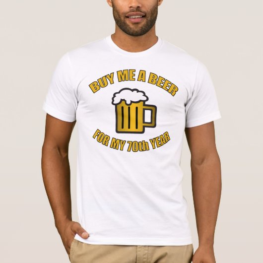 第70誕生日おもしろいビール Tシャツ (正面)