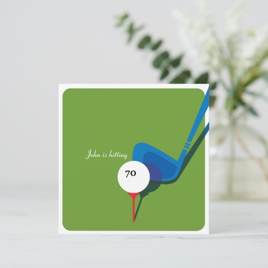 第70誕生日のパーティの招待状をゴルフをしま-振れます 招待状 (スタンド正面)