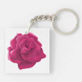 第70誕生日のピンクの花のばら色の花のkeychain キーホルダー (裏面)