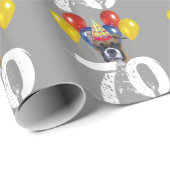 第70誕生日のボクサー犬の灰色のギフトの包装紙 ラッピングペーパー (ロールコーナー)