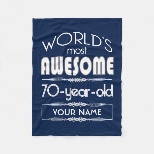 第70誕生日の世界の最も最高のですばらしい濃紺 フリースブランケット (正面)