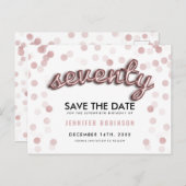 第70誕生日の保存日付のばら色の金ゴールドの気球 案内ポストカード (正面/裏面)