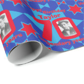 第70誕生日の写真のおもしろいの紫系統のギフト用包装紙 ラッピングペーパー (ロールコーナー)