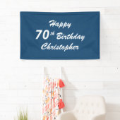 第70誕生日の印の青の格子縞を個人化して下さい 横断幕 (インサイチュ)