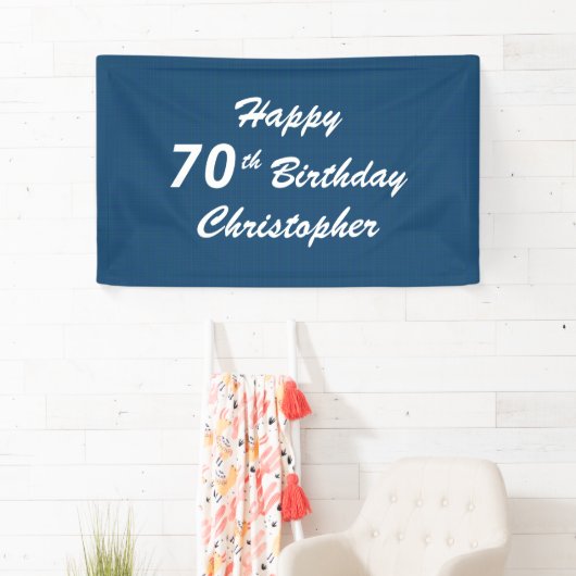 第70誕生日の印の青の格子縞を個人化して下さい 横断幕 (インサイチュ)