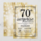 第70誕生日の招待状の金ゴールドのグリッターを驚かして下さい 招待状 (正面/裏面)