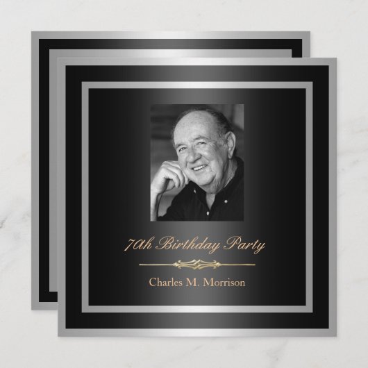 第70誕生日の招待状-写真 招待状 (正面/裏面)