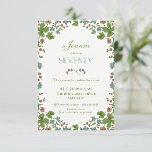 第70誕生日の招待状、小さい第70ヴィンテージ 招待状 (スタンド正面)