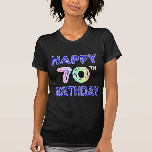 第70誕生日の気球のフォントのTシャツ Tシャツ (正面)