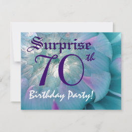 第70誕生日の青および紫色のダリアS001を驚かして下さい 招待状