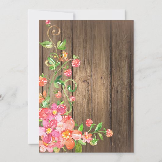 第70誕生日の驚きのブランチの素朴な花木 招待状 (裏面)