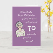 第70誕生日のHer-おもしろカード カード (黄色い花)