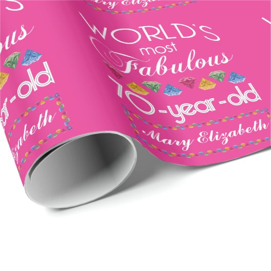 第70誕生日ほとんどのすばらしくカラフルな宝石のピンク ラッピングペーパー (ロールコーナー)