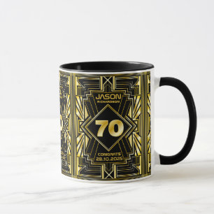 第70誕生日アールデコ金ゴールドブラック·ギャツビ素晴らしー マグカップ