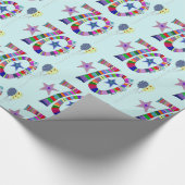 第70誕生日カラフルレタリング&バルーン ラッピングペーパー (角)