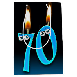 第70誕生日キャンドルミディアム抱き枕 ミディアムペーパーバッグ