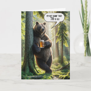 第70誕生日クマとビールマグ カード