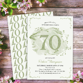 第70誕生日グリーン優美ワイルドフラワー第70号 招待状