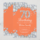 第70誕生日サンゴとシルバーダイヤモンド 招待状 (正面/裏面)