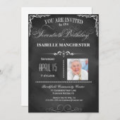 第70誕生日チャルクボードタイポグラフィパーティー招待状 招待状 (正面/裏面)