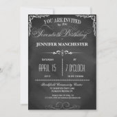 第70誕生日チャルクボードタイポグラフィパーティー招待状 招待状 (正面)