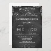 第70誕生日チャルクボードタイポグラフィパーティー招待状 招待状 (正面/裏面)