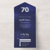 第70誕生日ネイビーブルーシルバーrsvp オールインワン招待状 (内側)