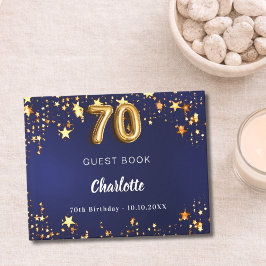 第70誕生日ネイビーブルー金ゴールド星 ゲストブック