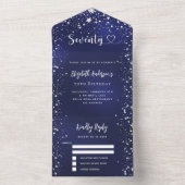 第70誕生日ネイビーブルー銀星rsvp オールインワン招待状 (内側)