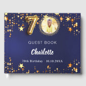 第70誕生日ネイビー青金ゴールド星写真 ゲストブック (正面)