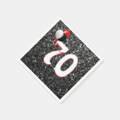 第70誕生日バルーンオンブラックグリッターナプキンス スタンダードカクテルナプキン (角)