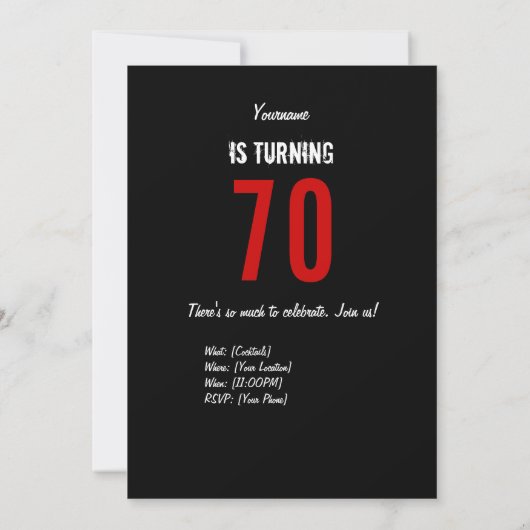 第70誕生日ヒーローパーティの招待状 招待状 (裏面)