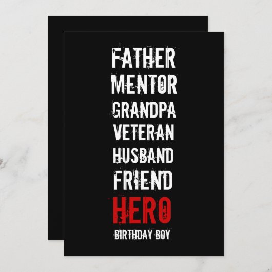 第70誕生日ヒーローパーティの招待状 招待状 (正面/裏面)