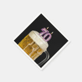 第70誕生日ビアオンブラックナプキンス スタンダードカクテルナプキン (角)