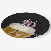 第70誕生日ビールオンブラック紙プレート ペーパープレート (アングル)