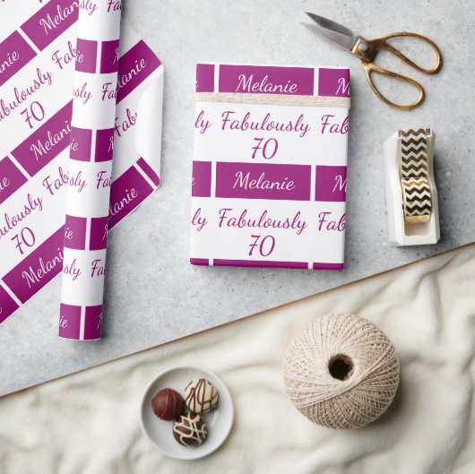 第70誕生日ピンクファブリー70ラッピング紙 ラッピングペーパー (クラフト)