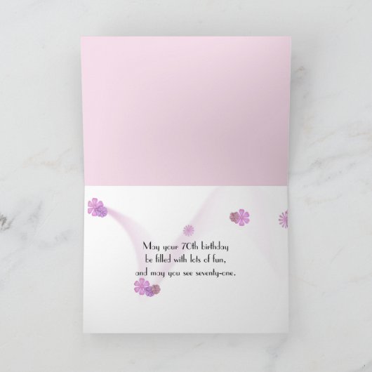 第70誕生日ピンクラン カード (内部)