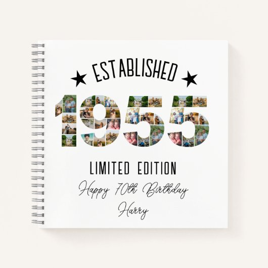 第70誕生日フォトコラージュパーティー設立1955 ノートブック (正面)
