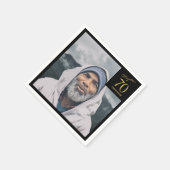 第70誕生日ブラック金ゴールド第70章写真 スタンダードカクテルナプキン (角)