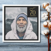 第70誕生日ブラック金ゴールド第70章写真 スタンダードカクテルナプキン