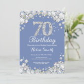 第70誕生日ブルーアンドシルバーダイヤモンド 招待状 (スタンド正面)