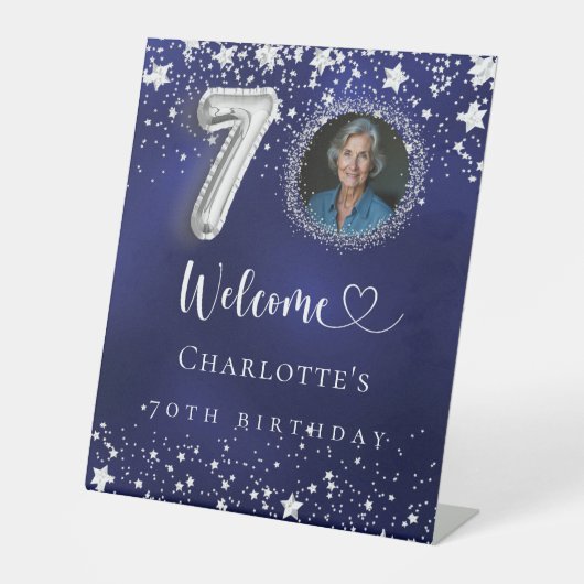 第70誕生日ブルー・シルバー・スターズ写真歓迎 台座サイン (正面)