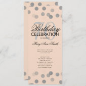 第70誕生日プログラムシルバー紙吹雪メニュー赤面 招待状 (正面/裏面)