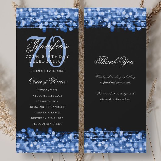 第70誕生日プログラムNavy Blue付き/ありがとう 招待状