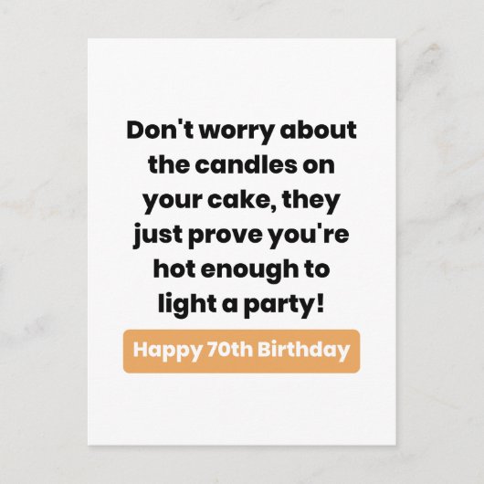 第70誕生日ユーモアカード ポストカード (正面)