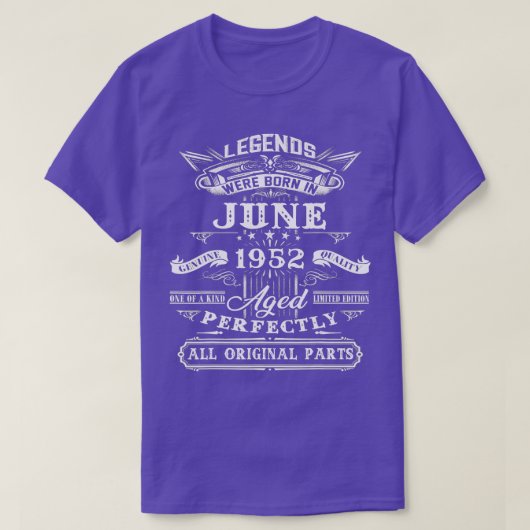 第70誕生日レジェンド生まれギフト1952年6月70日 Tシャツ (デザイン正面)