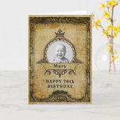 第70誕生日レトロヴィンテージモノグラムフォトアダルト カード (黄色い花)