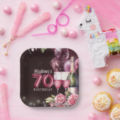 第70誕生日ワイン&バルーンパーソナライズされた ペーパープレート (パーティー)